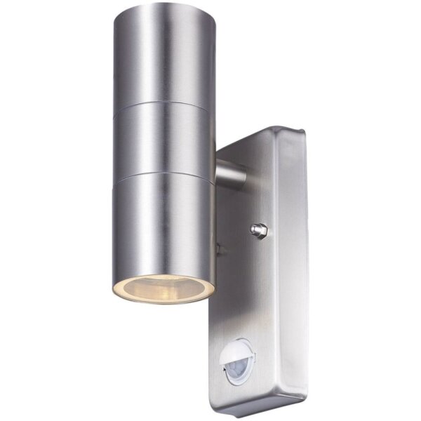 Applique murale Up Down en acier inoxydable argenté IP44 GU10 extérieur