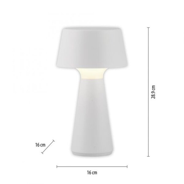 Lampe de table LED rechargeable dimmable Touch IP54 blanche 28,9 cm