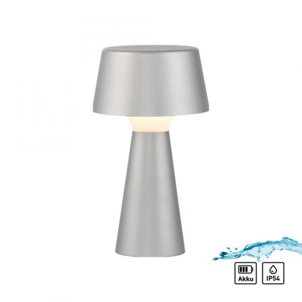 Lampe de table LED rechargeable à intensité variable Touch IP54 28,9 cm Argent