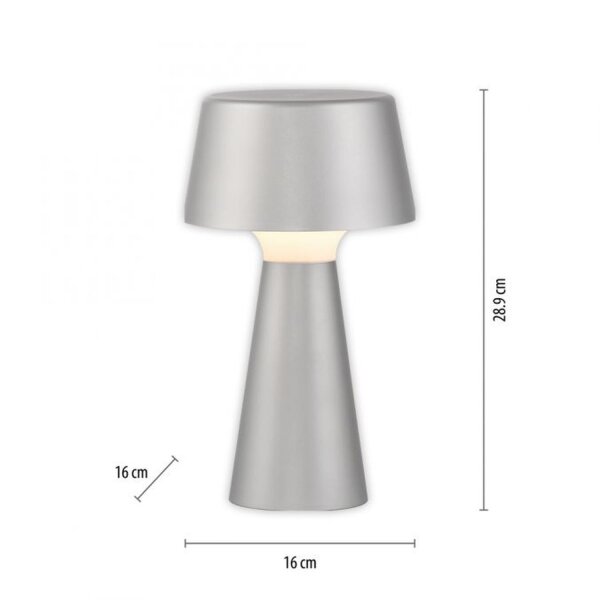 Lampe de table LED rechargeable à intensité variable Touch IP54 28,9 cm Argent