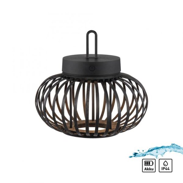 Lampe de table LED rechargeable à intensité variable 22 cm IP44 2 W noir