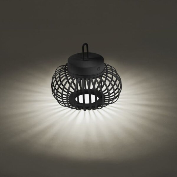 Lampe de table LED rechargeable à intensité variable 22 cm IP44 2 W noir