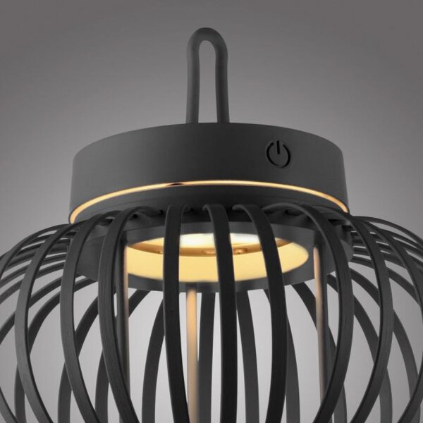 Lampe de table LED rechargeable à intensité variable 22 cm IP44 2 W noir