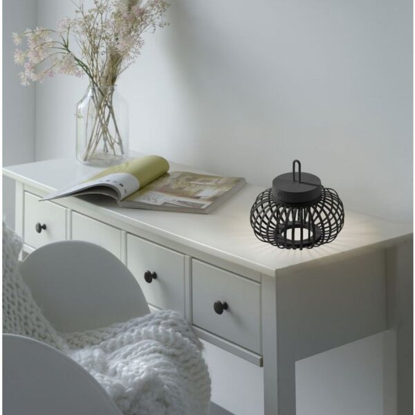 Lampe de table LED rechargeable à intensité variable 22 cm IP44 2 W noir