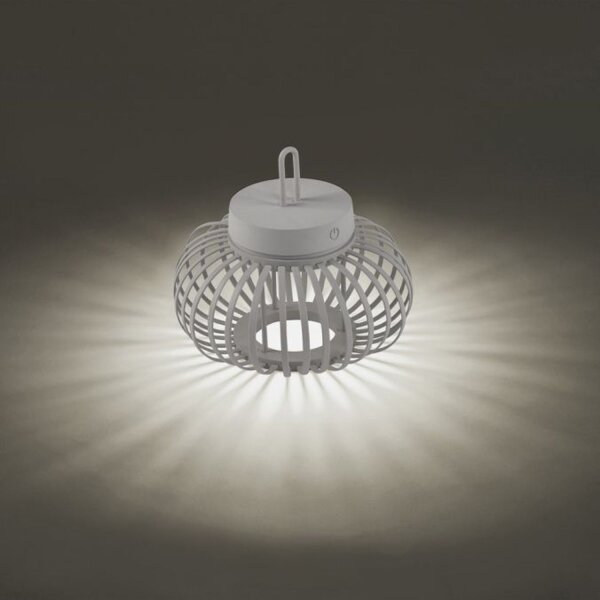 Lampe de table LED rechargeable Dimmer Touch 22 cm IP44 2 W Greige