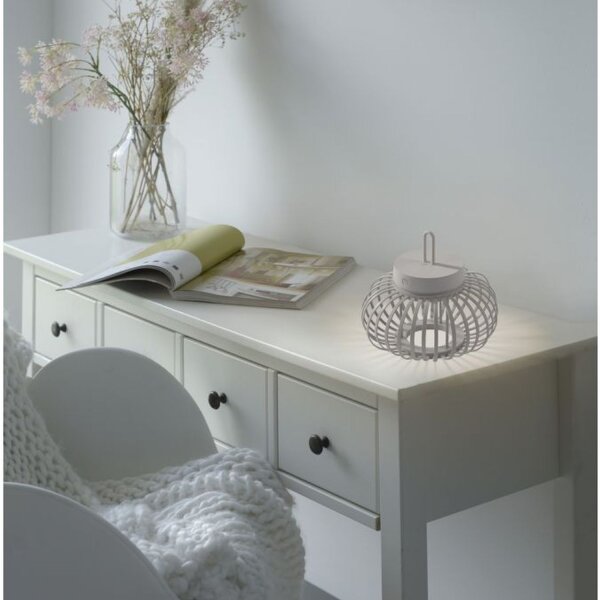 Lampe de table LED rechargeable Dimmer Touch 22 cm IP44 2 W Greige