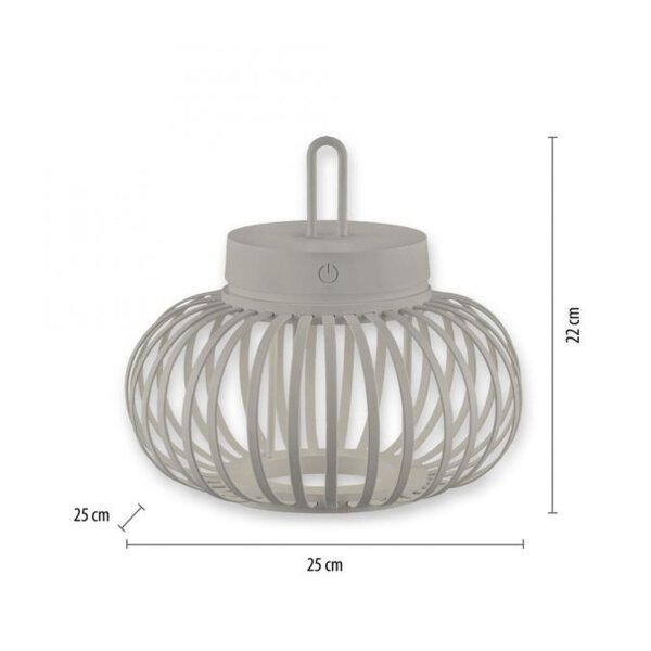 Lampe de table LED rechargeable Dimmer Touch 22 cm IP44 2 W Greige
