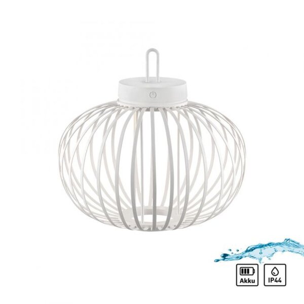 Lampe de table LED rechargeable Blanc Variateur Touch 33 cm IP44 2 W