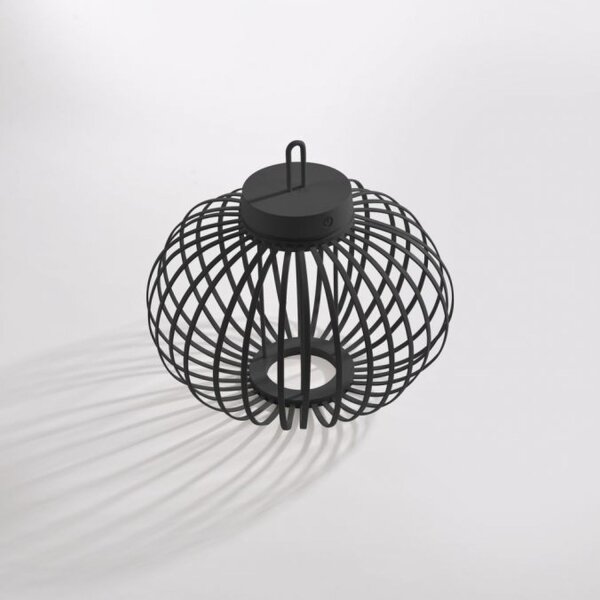 Lampe de table LED rechargeable IP44 noire Dimmer Touch 33 cm