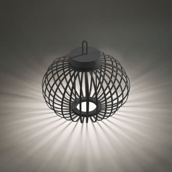 Lampe de table LED rechargeable IP44 noire Dimmer Touch 33 cm