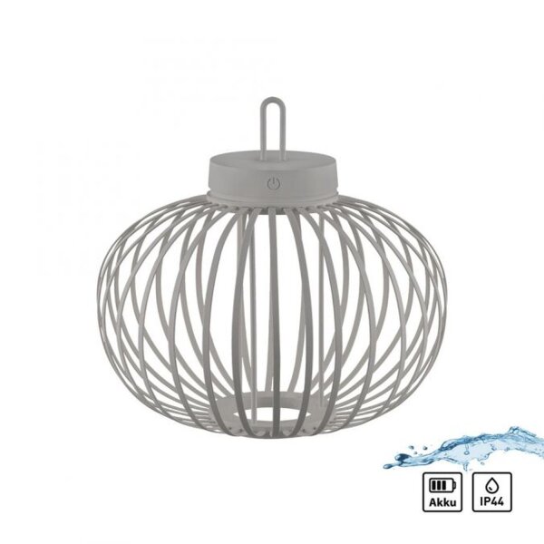 Lampe de table LED rechargeable IP44 noire à intensité variable Touch 33 cm