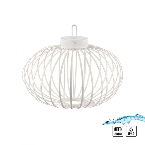 Lampe de table LED rechargeable IP44 blanche dimmable Touch 37 cm 2 W