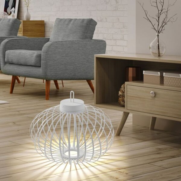 Lampe de table LED rechargeable IP44 blanche dimmable Touch 37 cm 2 W