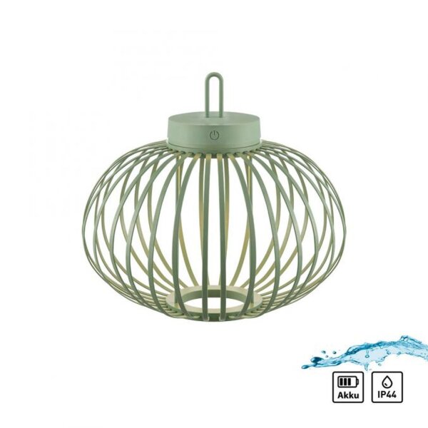Lampe de table LED rechargeable IP44 Vert dimmable Touch 33 cm