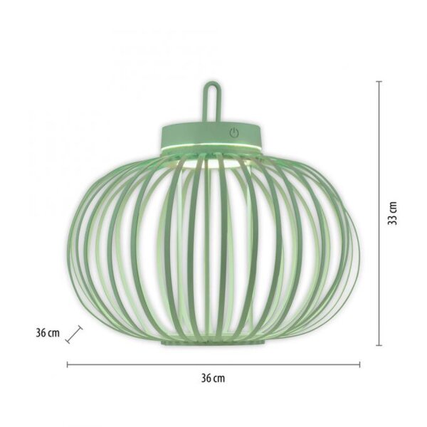 Lampe de table LED rechargeable IP44 Vert dimmable Touch 33 cm