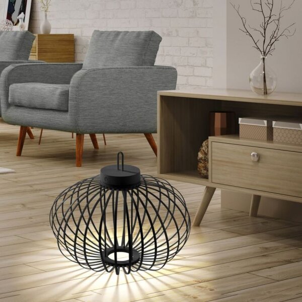 Lampe de table LED rechargeable IP44 noire dimmable Touch 37 cm
