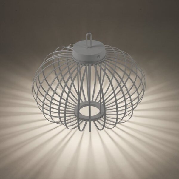 Lampe de table LED rechargeable IP44 greige dimmable Touch 2 W 37 cm