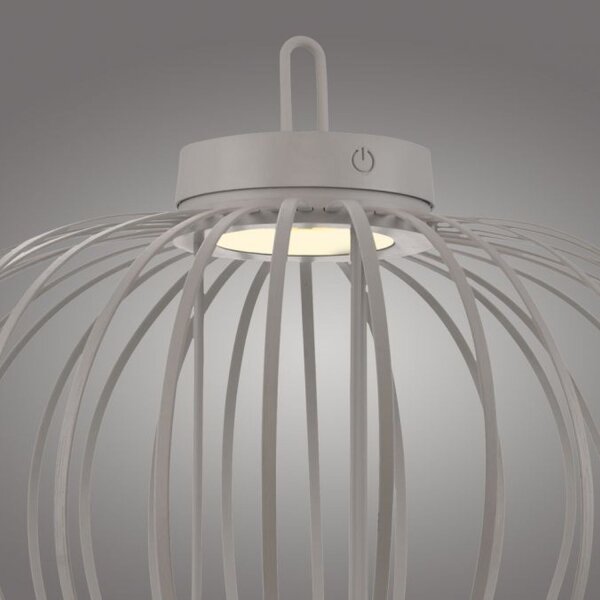 Lampe de table LED rechargeable IP44 greige dimmable Touch 2 W 37 cm