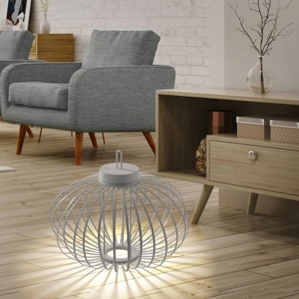 Lampe de table LED rechargeable IP44 greige dimmable Touch 2 W 37 cm