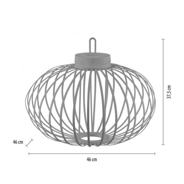 Lampe de table LED rechargeable IP44 greige dimmable Touch 2 W 37 cm