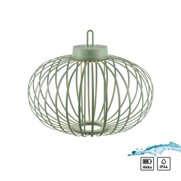 Lampe de table LED rechargeable IP44 Vert dimmable Touch 2 W 37 cm