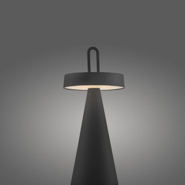 Lampe de table LED rechargeable Dimmer Touch IP44 28,9 cm noir