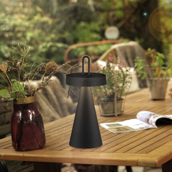 Lampe de table LED rechargeable Dimmer Touch IP44 28,9 cm noir