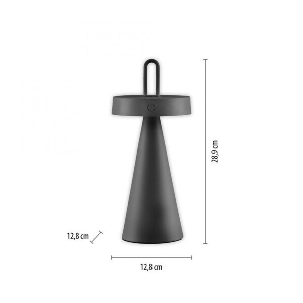 Lampe de table LED rechargeable Dimmer Touch IP44 28,9 cm noir