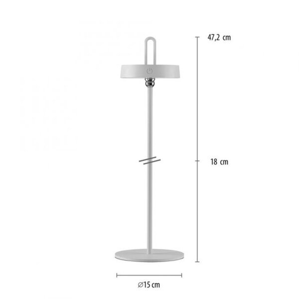 Lampe de table LED rechargeable Blanc Dimmer Touch IP44 47,2 cm