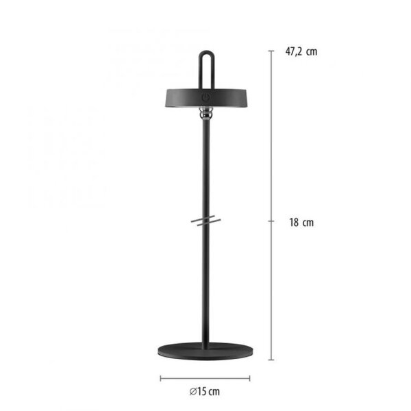 Lampe de table LED rechargeable Noir Dimmer Touch IP44 47,2 cm