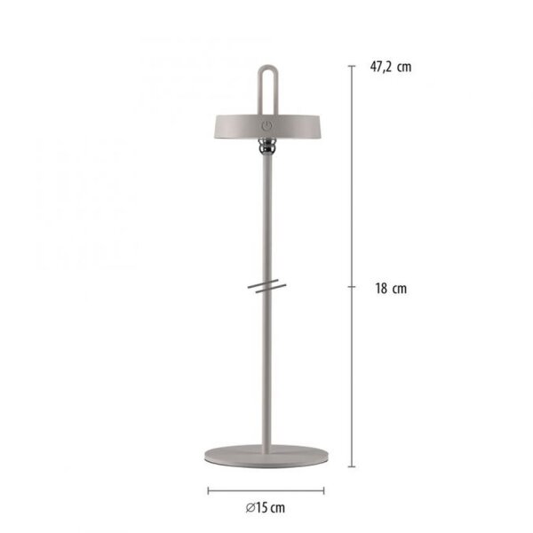 Lampe de table LED rechargeable Greige Dimmer Touch IP44 47,2 cm