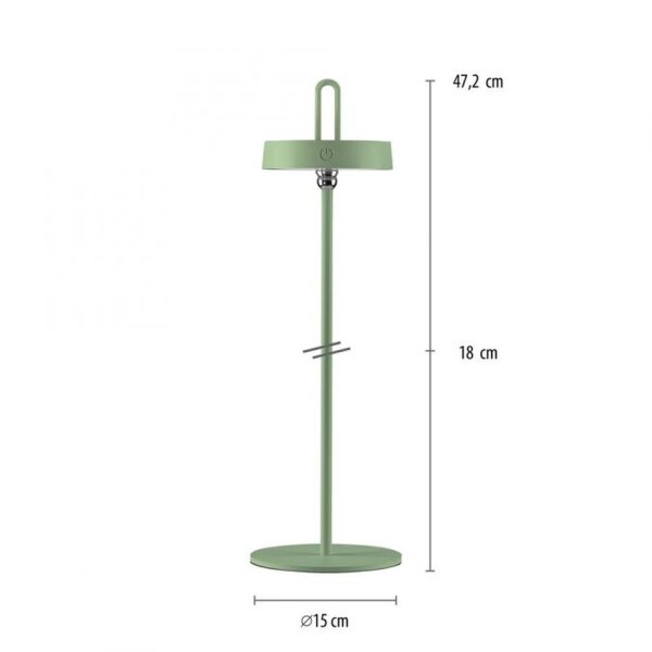 Lampe de table LED rechargeable Vert Dimmer Touch IP44 47,2 cm