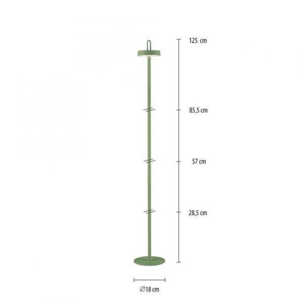 Lampadaire LED rechargeable Vert Dimmer Touch IP44 125,2 cm