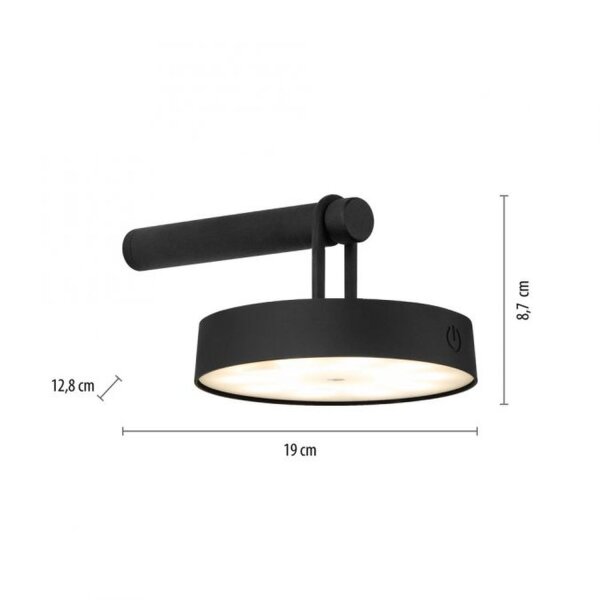 Applique LED Variateur de lumière Interrupteur tactile IP44 130 lm noir