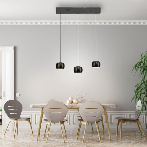 Suspension LED métal blanc chaud 60 cm 800 lm noir