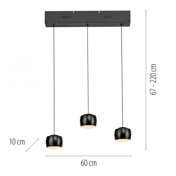 Suspension LED métal blanc chaud 60 cm 800 lm noir