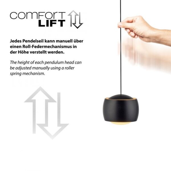 Suspension LED noir métal blanc chaud 3000 K 110 cm