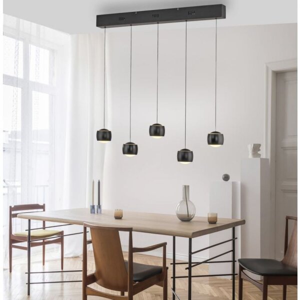 Suspension LED noir métal blanc chaud 3000 K 110 cm