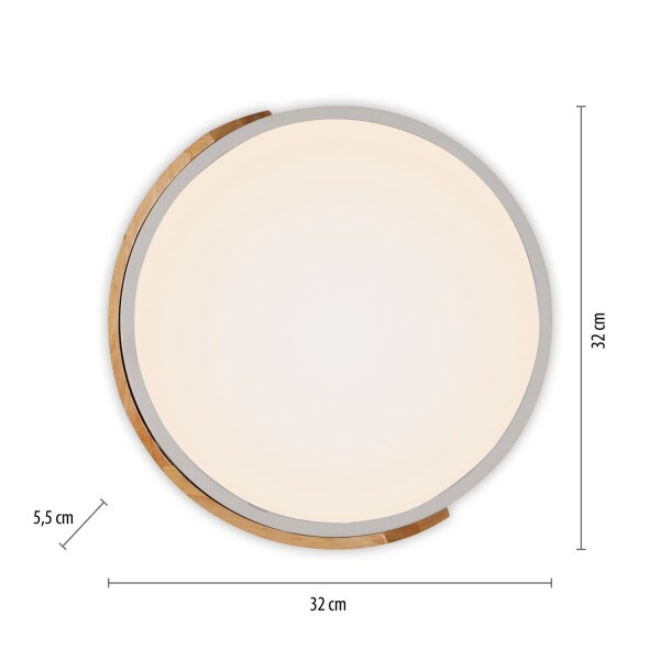 Lampe de plafonnier ronde LED bois Ø32 cm blanc naturel 2520 lm