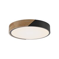 Lampe de plafonnier ronde LED bois Ø32 cm noir...