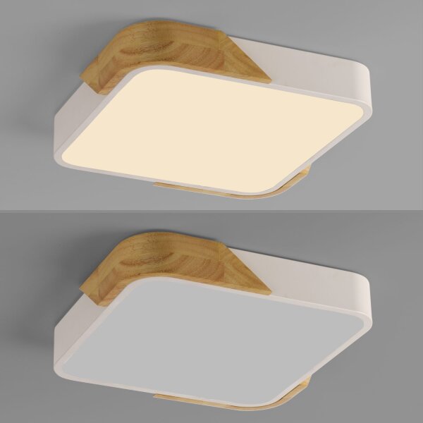 Plafonnier LED Bois L:32 cm Blanc Naturel 3000 K