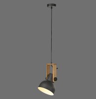 Suspension flexible Noir Bois Métal E27 L:26 cm