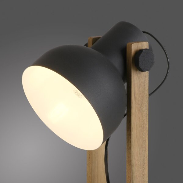 Lampe de table flexible bois métal E27 45 cm Industrial