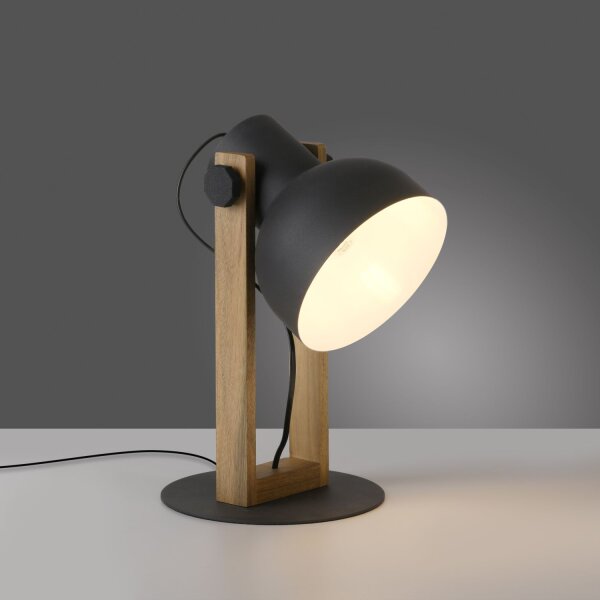 Lampe de table flexible bois métal E27 45 cm Industrial