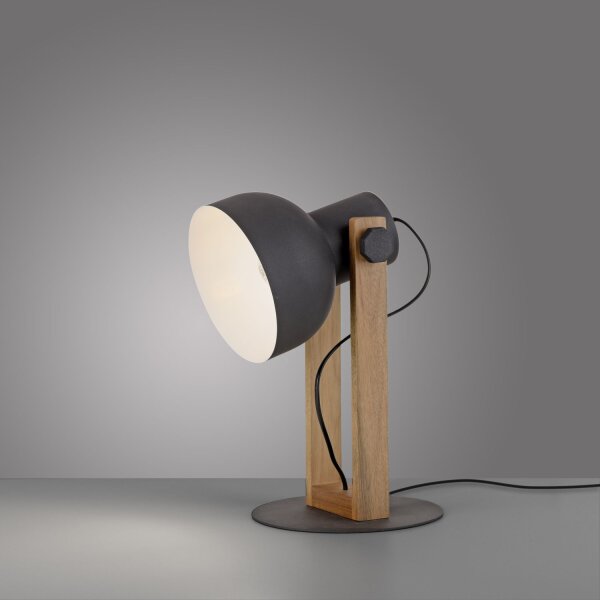 Lampe de table flexible bois métal E27 45 cm Industrial