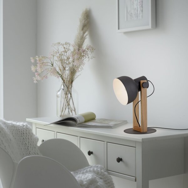 Lampe de table flexible bois métal E27 45 cm Industrial