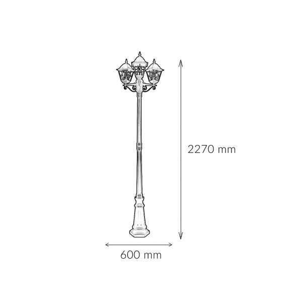 Candélabre Noir 227cm de haut Rustique LEADWORTH