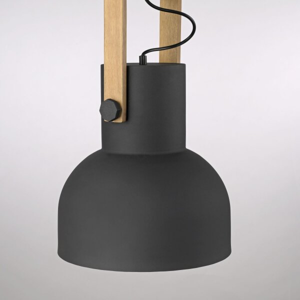 Suspension mobile Noir Bois Métal E27 L:30 cm