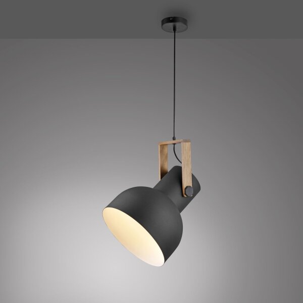 Suspension mobile Noir Bois Métal E27 L:30 cm