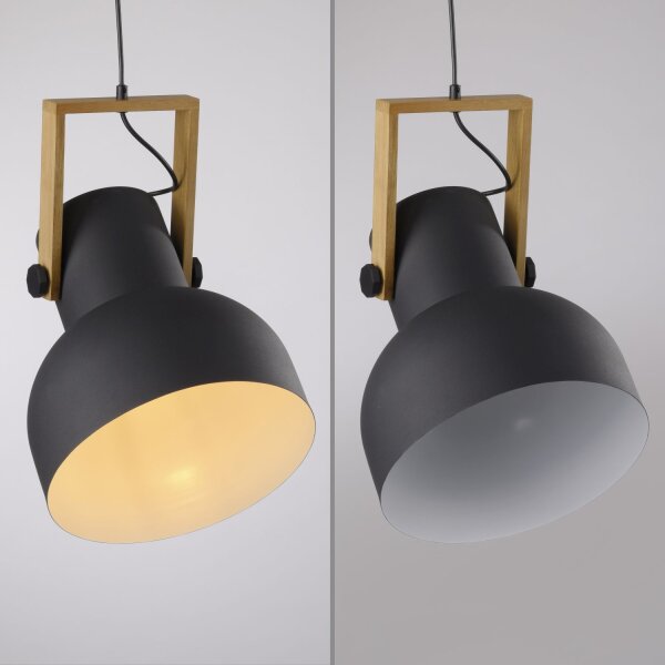 Suspension mobile Noir Bois Métal E27 L:30 cm
